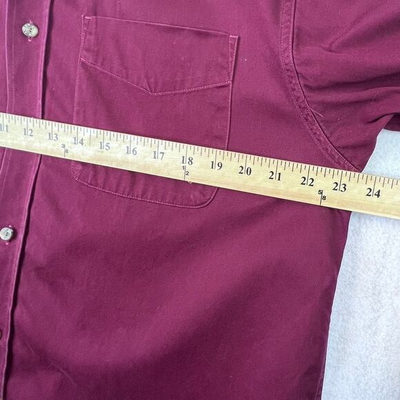 Ariat Long Sleeve Button Down Shirt Top Mens L Burgundy Canvas Western Logo - Picture 8 of 12